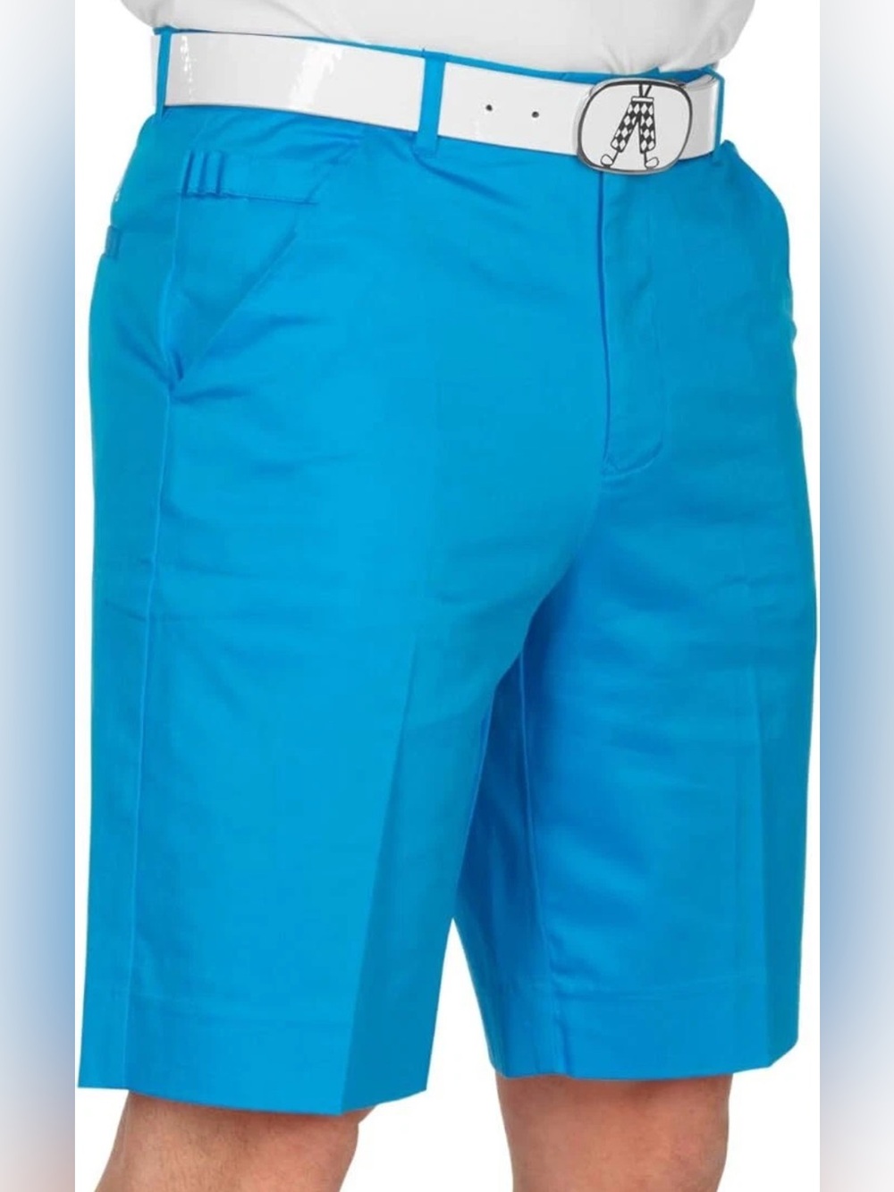 Royal & Awesome Men’s Golf Shorts Blue Flat Front Performance Size 34